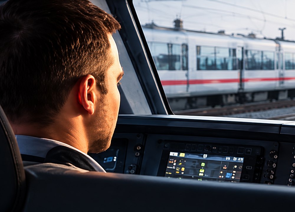 Lokführer (Tf) der Berrou Bahndienste GmbH im Einsatz