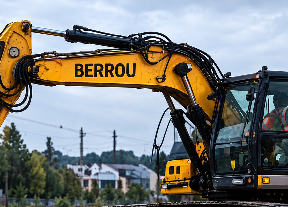 Zweiwegebaggerbediener der Berrou Bahndienste GmbH im Einsatz